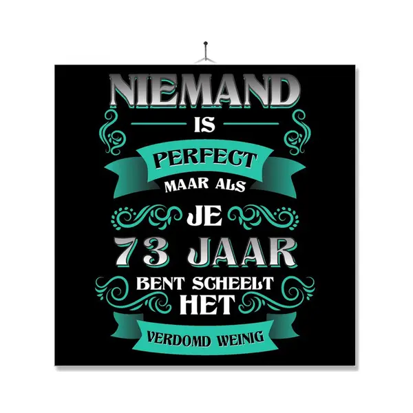 Mc Living Tegel Met Opdruk | Kado | Cadeau | Verjaardag | Niemand Is Perfect Maar Als Je 73 Jaar Bent Scheelt Het Verdomd Weinig thumbnail