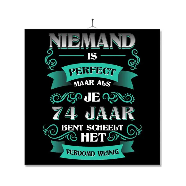 Mc Living Tegel Met Opdruk | Kado | Cadeau | Verjaardag | Niemand Is Perfect Maar Als Je 74 Jaar Bent Scheelt Het Verdomd Weinig thumbnail