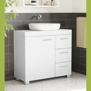 Conway Living® - Wastafel - Badkamerkast Met 3 Grote Lades - Badkamerkast - 2 Vakken Achter De Deur - Badkameronderkast Met Poten - 30 X 70 X 64 Cm -
