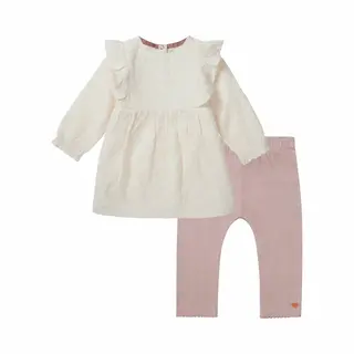 Noppies Kledingset - Meisjes - 2delig - Jurk Venus Butter Cream - Legging Vicenza Fawn - Maat 92