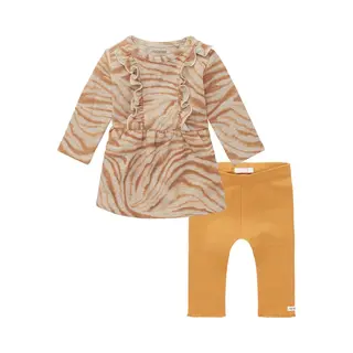 Noppies - Kledingset - Meisjes - 2delig - Jurk Searcy Sand Melange - Legging Nowata Apple Cinnamon - Maat 92