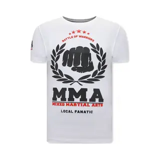 Local Fanatic T-shirt Heren Met Print - Mma Fighter - Wit