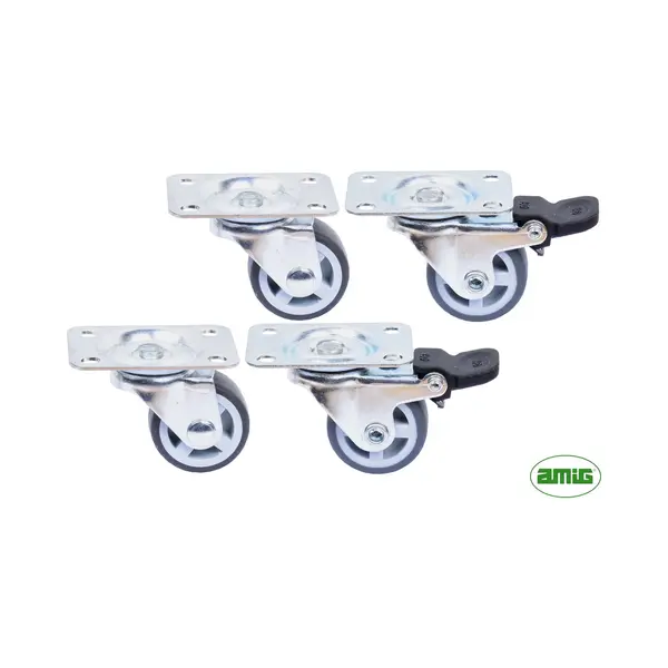 Amig Zwenkwielen 25mm - Set Van 4 Met/zonder Rem - Flexibele Meubelwielen - 120kg thumbnail