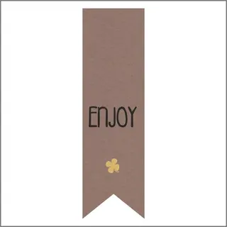 kadoonline Sticker - "Enjoy" - Etiket - Vaantje - 85x25mm - Bruin/Zwart/Goud - Hoogwaardige Kwaliteit - Sluitzegel - Inpak Sticker