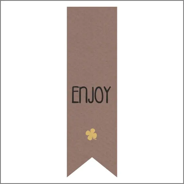 kadoonline Sticker - "Enjoy" - Etiket - Vaantje - 85x25mm - Bruin/Zwart/Goud - Hoogwaardige Kwaliteit - Sluitzegel - Inpak Sticker thumbnail