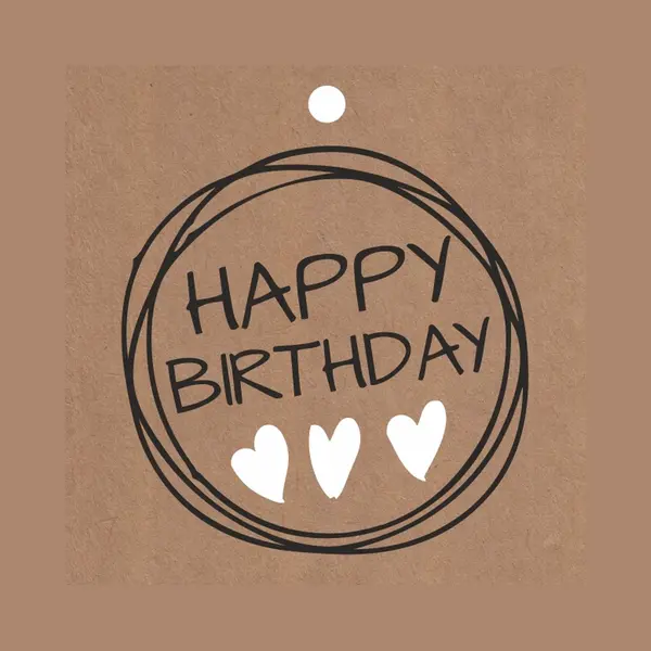 kadoonline Luxe Bloemenkaartjes - Wenskaarten - Cadeaukaart - Bruin - Happy Birthday - 7x7cm - 20 Stuks - Met Boorgaatje thumbnail