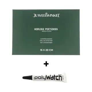 PolyWatch® Krasverwijderaar + Horloge Poetsdoek - Polijstmiddel Voor Kunststof Horlogeglas (5ml) + Geïmpregneerde Horloge Poetsdoek – Verwijdert