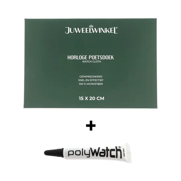 PolyWatch® Krasverwijderaar + Horloge Poetsdoek - Polijstmiddel Voor Kunststof Horlogeglas (5ml) + Geïmpregneerde Horloge Poetsdoek – Verwijdert thumbnail