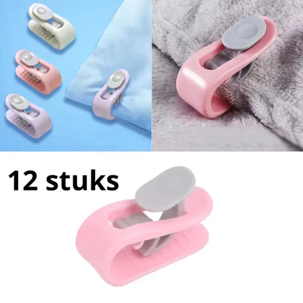 Merkloos ‘ Dekbedclips - Dekbed Klemmen - Dekbed Clips - 12 Stuks - Knijpers - Laken - Deken - Roze thumbnail
