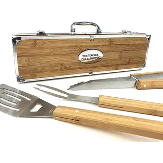 Mijnkadootje Bbq Set - Bbq Tang - Cadeau Juf - Cadeau Meester - Einde Schooljaar Cadeau - This Teacher Can Cook - Juf - Meester