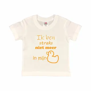Shirt Aankondiging Zwangerschap "Ik Ben Straks Niet Meer In Mijn Eendje | Korte Mouw | Wit/mosterd | Maat 86/92 Zwangerschap Aankondiging Bekendmaking