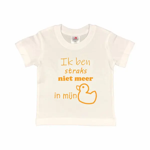 Shirt Aankondiging Zwangerschap "Ik Ben Straks Niet Meer In Mijn Eendje | Korte Mouw | Wit/mosterd | Maat 86/92 Zwangerschap Aankondiging Bekendmaking thumbnail
