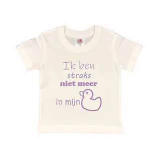 Shirt Aankondiging Zwangerschap "Ik Ben Straks Niet Meer In Mijn Eendje | Korte Mouw | Wit/lila | Maat 86/92 Zwangerschap Aankondiging Bekendmaking