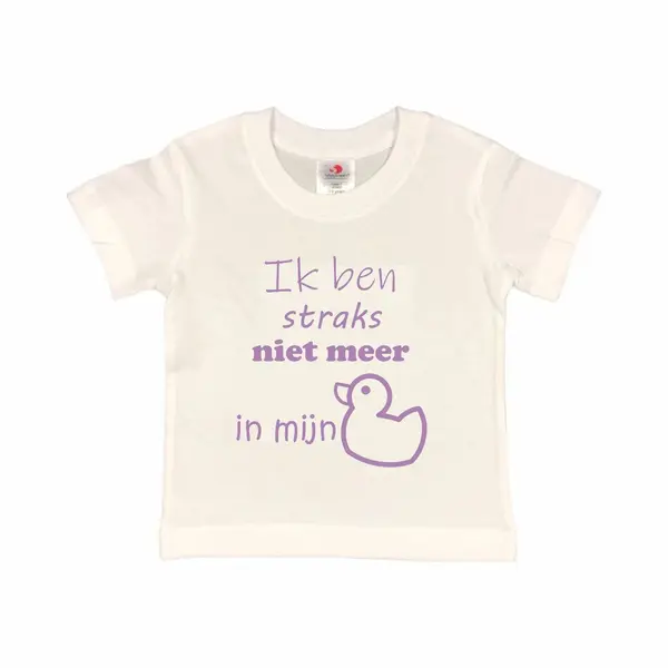 Shirt Aankondiging Zwangerschap "Ik Ben Straks Niet Meer In Mijn Eendje | Korte Mouw | Wit/lila | Maat 86/92 Zwangerschap Aankondiging Bekendmaking thumbnail