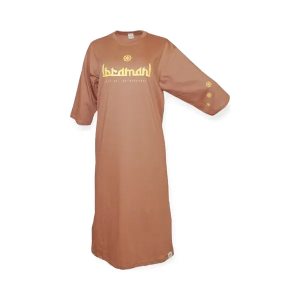 Ibramani Oversized Authentic T-Shirt Milo Brown - Loungewear Dress - Dames T-shirt Jurk - Zomer T-Shirt - Oversized T-Shirt - Premium Katoen - Dames thumbnail
