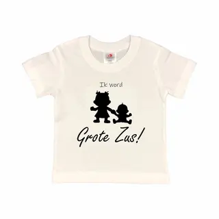 Shirt Aankondiging Zwangerschap Ik Word Grote Zus! 2.0 | Korte Mouw | Wit/zwart | Maat 86/92 Zwangerschap Aankondiging Bekendmaking Baby Big Sis