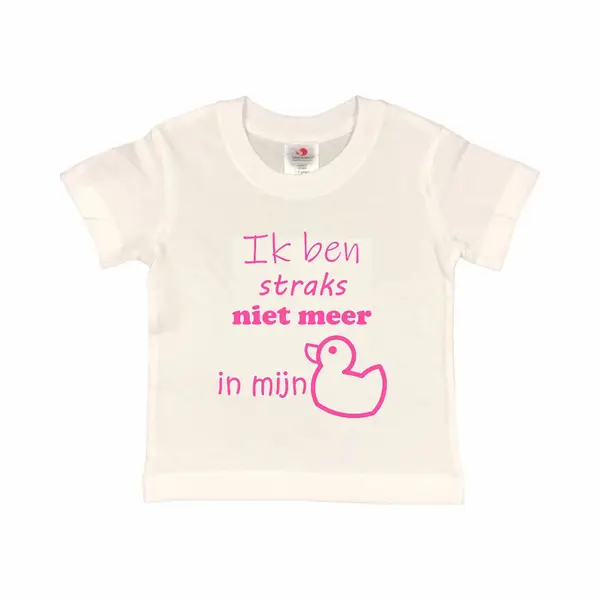 Shirt Aankondiging Zwangerschap "Ik Ben Straks Niet Meer In Mijn Eendje | Korte Mouw | Wit/roze | Maat 122/128 Zwangerschap Aankondiging Bekendmaking thumbnail