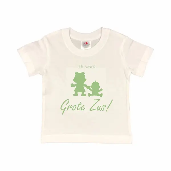 Shirt Aankondiging Zwangerschap Ik Word Grote Zus! 2.0 | Korte Mouw | Wit/sage Green (saliegroen) | Maat 122/128 Zwangerschap Aankondiging thumbnail