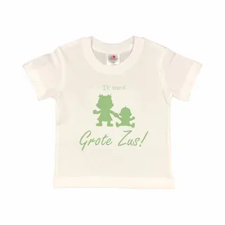 Shirt Aankondiging Zwangerschap Ik Word Grote Zus! 2.0 | Korte Mouw | Wit/sage Green (saliegroen) | Maat 86/92 Zwangerschap Aankondiging Bekendmaking