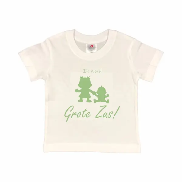 Shirt Aankondiging Zwangerschap Ik Word Grote Zus! 2.0 | Korte Mouw | Wit/sage Green (saliegroen) | Maat 86/92 Zwangerschap Aankondiging Bekendmaking thumbnail