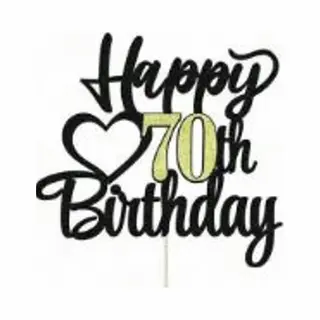 Jealie Taart Topper - Verjaardag - 70 Jaar - Happy Birthday - Decoratie - Versiering - Goud - Zwart