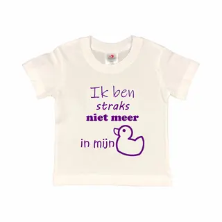 Shirt Aankondiging Zwangerschap "Ik Ben Straks Niet Meer In Mijn Eendje | Korte Mouw | Wit/paars | Maat 110/116 Zwangerschap Aankondiging Bekendmaking