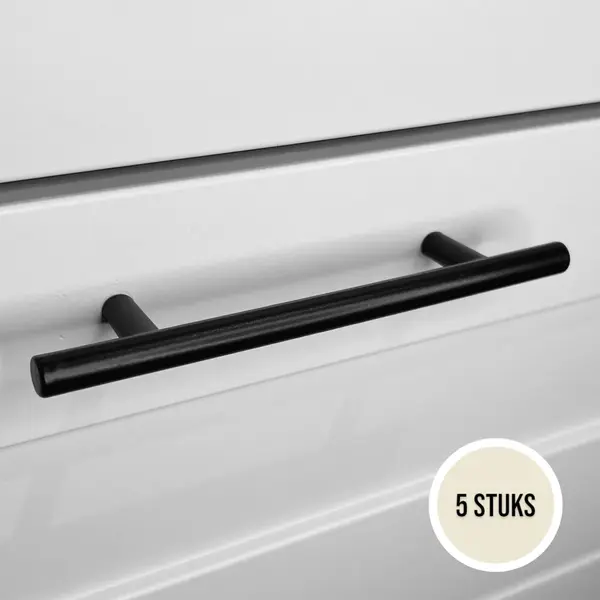 Handgreepdeal.nl Handgreep Zwart Rvs – 128mm – ''Toronto'' – 5 Stuks – T-Vorm – Hoge Kwaliteit – Meubelgreep | Keukengreep – Kastgreep – Ladegreep – thumbnail