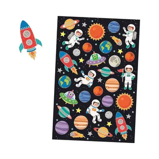Allemaalstickersenzo Luxe Ruimte Stickers Met Zilveren Accenten – Space Stickervel Voor Kinderen
