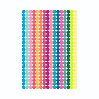 Allemaalstickersenzo Stippen Stickers 16 Kleuren - 1104 Stickers - 3 Stickervellen - Kleurcodering