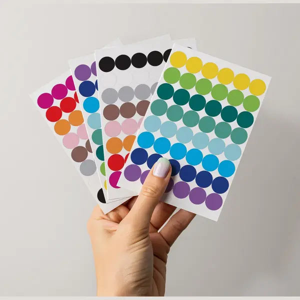 Allemaalstickersenzo Stippen Stickers - 192 Label Stickers 14 Mm - 4 Stickervellen - Kleurcodering thumbnail