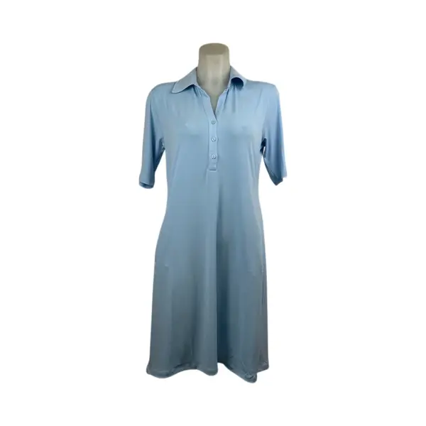 Angelle Milan – Travelkleding Voor Dames – Lichtblauwe Effen Jurk Lang – Ademend – Kreukherstellend – Duurzame Jurk - In 5 Maten - Maat S thumbnail
