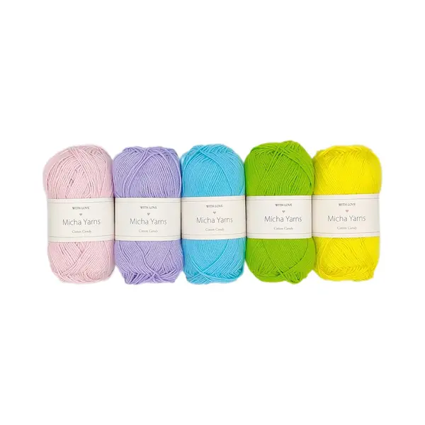 Micha Yarns - 5 Bollen Haakkatoen Pakket - 100% Katoen Haakgaren - 5 X 50gram - Cotton Candy - Rainbow Pastel (004) thumbnail