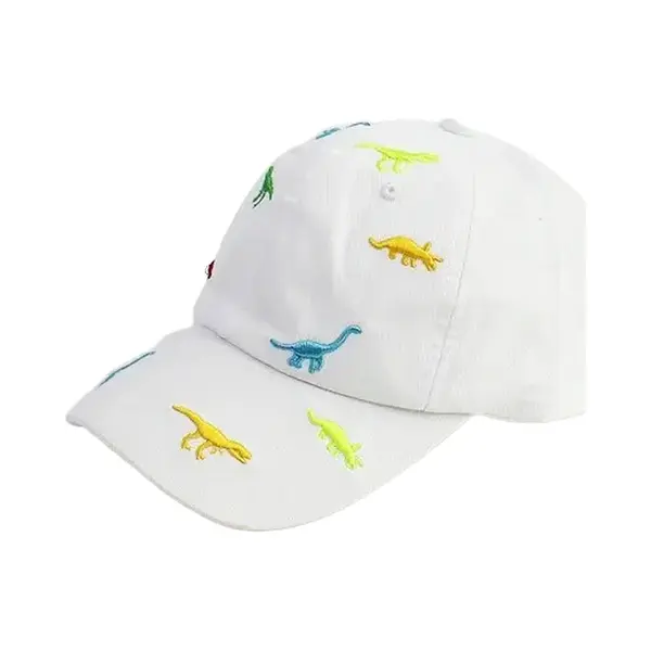 Baseball Cap Dino's - Wit - Maat 50/54 - Kind 2 Tot 5 Jaar - Honkbalpet Dinosaurus - Petje Voor Kinderen - Verstelbaar - Katoen thumbnail