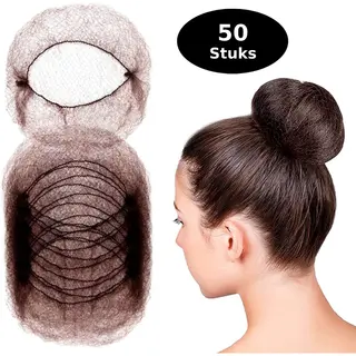 Polly Online 50PCS Hair Nets Invisible Elastic Edge Mesh Bun Hair Nets For Ballet Dance 20" Coffee