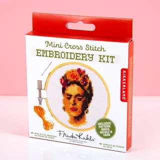 Kikkerland Mini Cross Stitch Kit Freida Kahlo