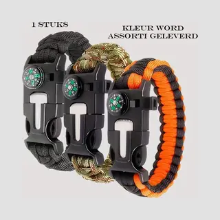 Fitgear Outdoor Survival Paracord Bracelet Armband - 5 In 1 Outdoor - Kompas, Vuursteen