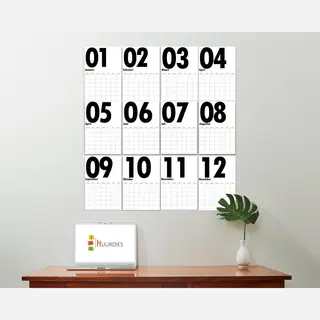 Huurdies Grote Maandelijks Muurplanner A3 - Wandkalender - Planner - Eeuwigdurend Ongedateerde Muurplanner - Maandagstart