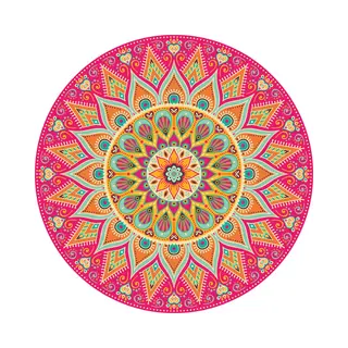 vloerkledenopvinyl.nl Vloerkleed Vinyl Rond | Mandala Koraal | 120 Cm Rond | Ontdek Ons Rond Vinyl Vloerkleed In Mandala Koraal. Stijlvol, Duurzaam En Hygiënisch. Perfect