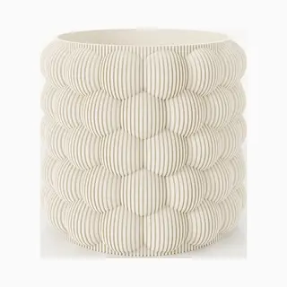 Fleuriek - Bloempot Voor Binnen - Beige Gestreepte Plantenpot Van Bio Plastic - Ø12 Cm