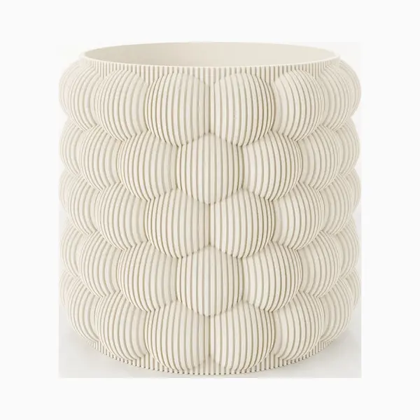 Fleuriek - Bloempot Voor Binnen - Beige Gestreepte Plantenpot Van Bio Plastic - Ø12 Cm thumbnail
