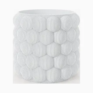 Fleuriek - Bloempot Voor Binnen - Wit Gestreepte Plantenpot Van Bio Plastic - Ø15 Cm