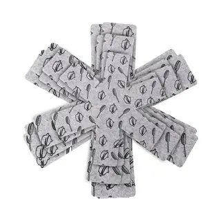 Adore Maison Pannenbeschermers Set Van 6 - Grijs Met Print - 38cm - 35cm - 26cm - Beschermset - Gerecycled - Geen Krassen - Hittebestendig