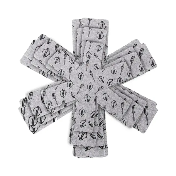 Adore Maison Pannenbeschermers Set Van 6 - Grijs Met Print - 38cm - 35cm - 26cm - Beschermset - Gerecycled - Geen Krassen - Hittebestendig thumbnail