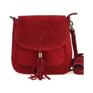 Borse in Pelle Donker Rode Suède Schoudertas Tassle - Dames Tassen - Suède - Italiaans Leder - Boho Schoudertassen - Donker Rood