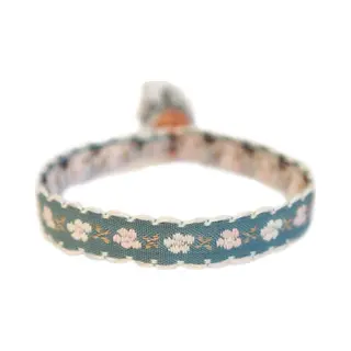 Love Ibiza Geweven Armband Cotton Flower Grijs/blauw