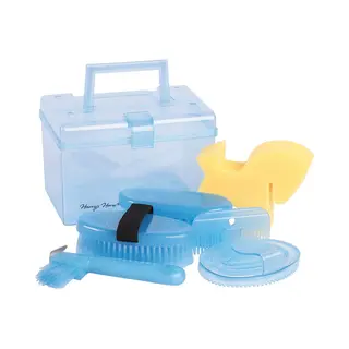 Harry's Horse Poetskist Mini Box - Blauw - Poetsset Poetsbox Poetsspullen Paarden Poetsen Borstelen