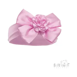 Baby Haarband Met Strik En Bloem -Roze - 0/6 Mnd