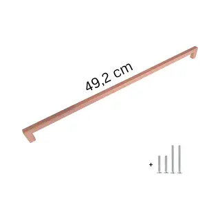 Hoexs Kastgreep Rose Goud – 492mm | Hartafstand 480mm – Lange Meubelgreep Rosé Gold – Incl. 2 Boutlengtes – Voor Grote Deuren & Lades