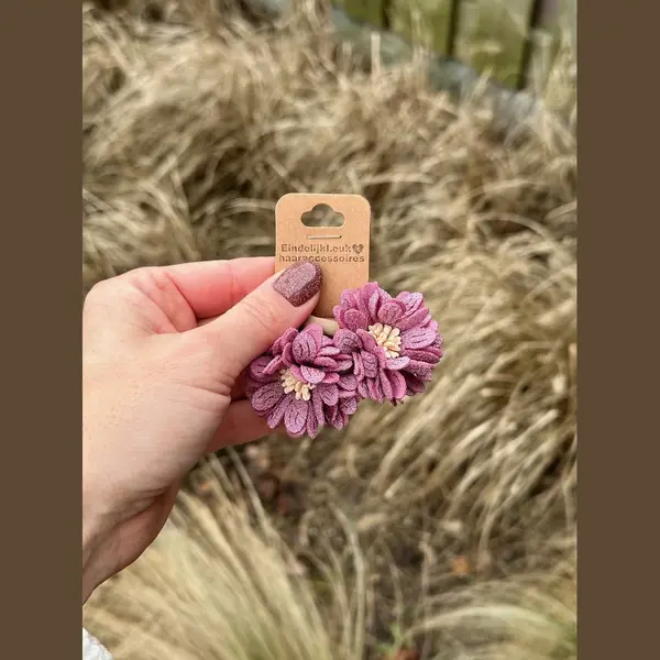 EindelijkLeuk Schattige Haarelastiekjes Bloem - Bloem Mauve - Haarelastiekjes - Elastiekjes Voor Meisjes - Haaraccessoires - Haaraccessoires Voor Meisjes - Mooie thumbnail