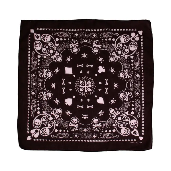 S.y.w Bandana / Doek - Skulls & Kaartspel Symbolen - Zwart/Wit - Katoen - 50x50cm thumbnail